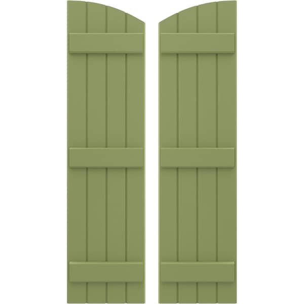 Ekena Millwork Americraft 4-Board (3 Batten) Wood Joined Board-n-Batten Shutters w/Ellipt Top, ARW401BE414X35MGH, PR ARW401BE414X35MGH - main